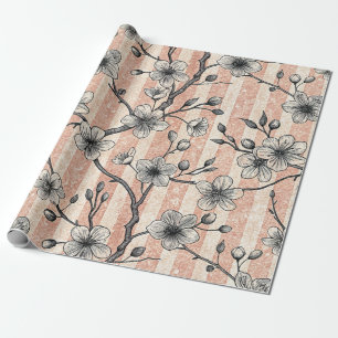 Elegant Cherry Blossom Sakura - Pink & White Wrapping Paper