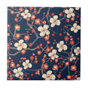 Elegant Cherry Blossom Seamless Pattern (10) Ceramic Tile