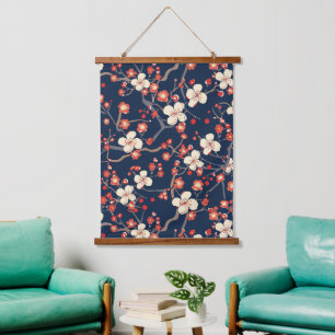 Elegant Cherry Blossom Seamless Pattern (10) Hanging Tapestry
