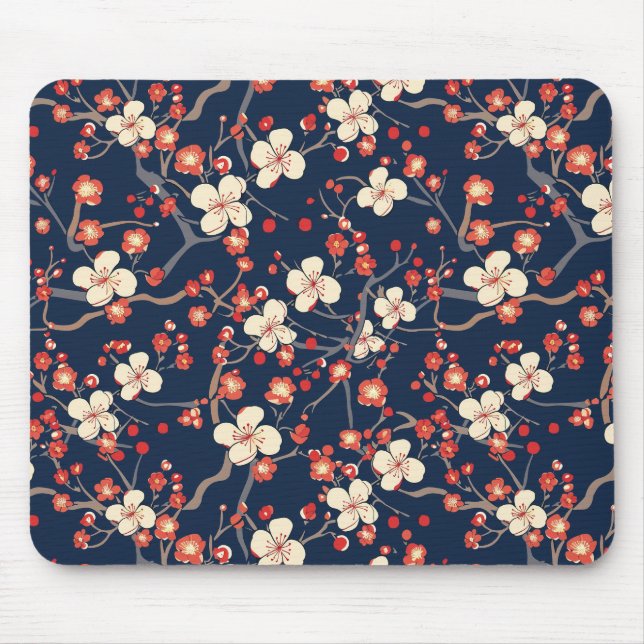 Elegant Cherry Blossom Seamless Pattern (10) Mouse Pad (Front)