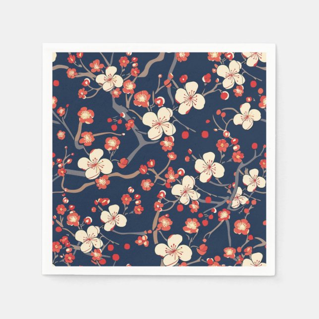 Elegant Cherry Blossom Seamless Pattern (10) Napkin (Front)