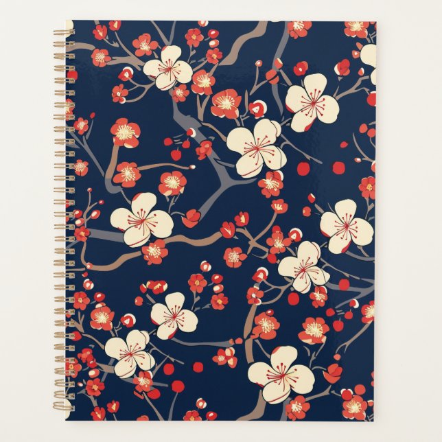 Elegant Cherry Blossom Seamless Pattern (10) Planner (Front)