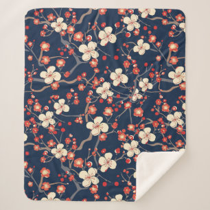 Elegant Cherry Blossom Seamless Pattern (10) Sherpa Blanket
