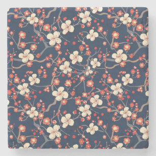 Elegant Cherry Blossom Seamless Pattern (10) Stone Coaster