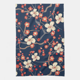 Elegant Cherry Blossom Seamless Pattern (10) Tea Towel