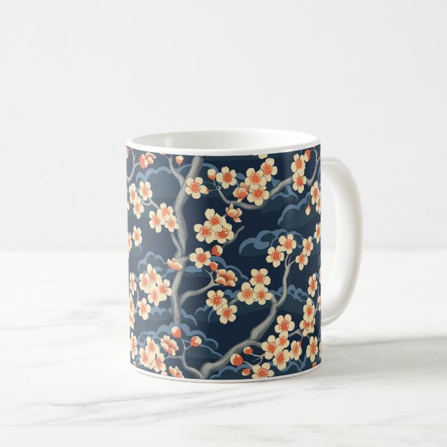 Elegant Cherry Blossom Seamless Pattern (11) Coffee Mug (Front Right)
