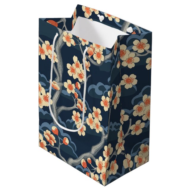 Elegant Cherry Blossom Seamless Pattern (11) Medium Gift Bag (Front Angled)