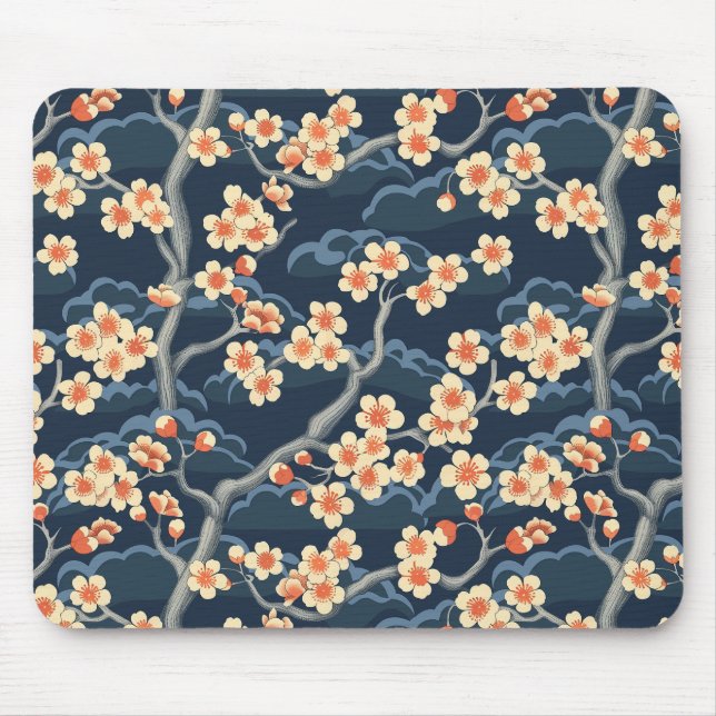 Elegant Cherry Blossom Seamless Pattern (11) Mouse Pad (Front)