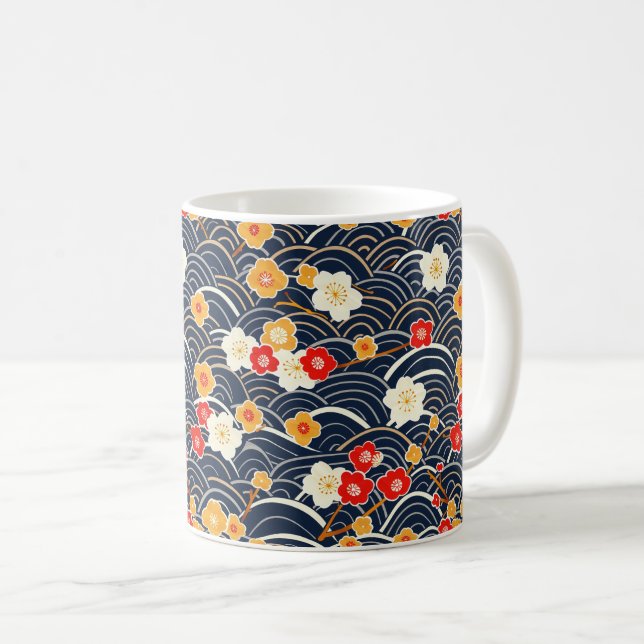 Elegant Cherry Blossom Seamless Pattern (12) Coffee Mug (Front Right)