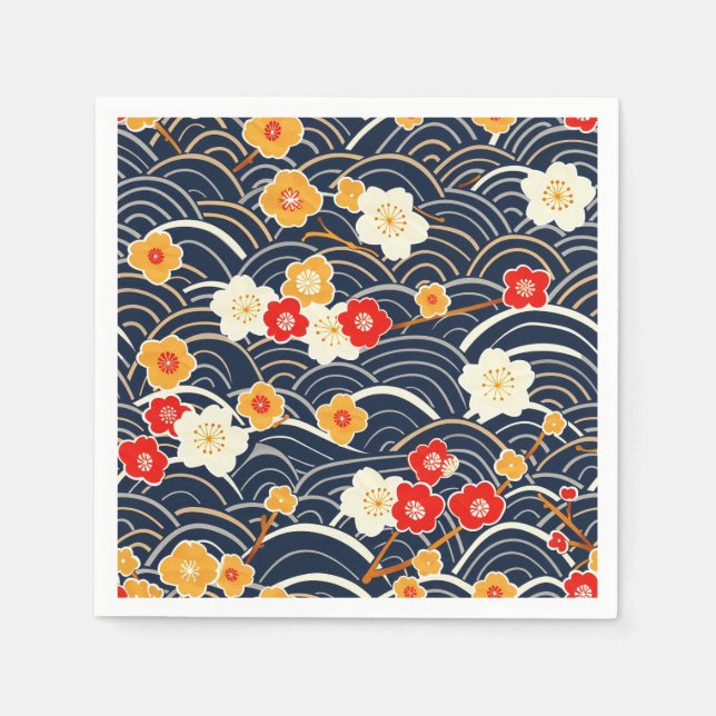 Elegant Cherry Blossom Seamless Pattern (12) Napkin (Front)