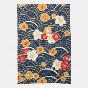 Elegant Cherry Blossom Seamless Pattern (12) Tea Towel