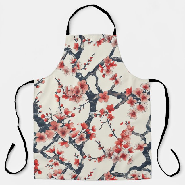 Elegant Cherry Blossom Seamless Pattern (13) Apron (Front)