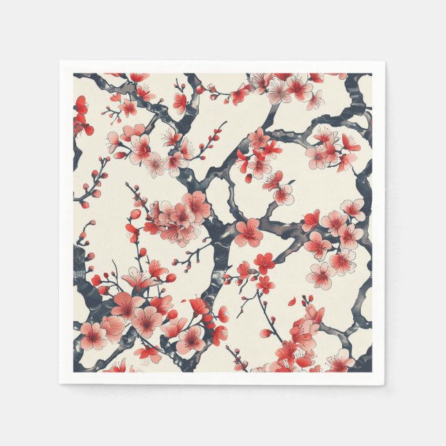 Elegant Cherry Blossom Seamless Pattern (13) Napkin (Front)