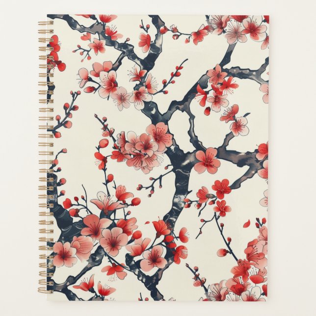 Elegant Cherry Blossom Seamless Pattern (13) Planner (Front)