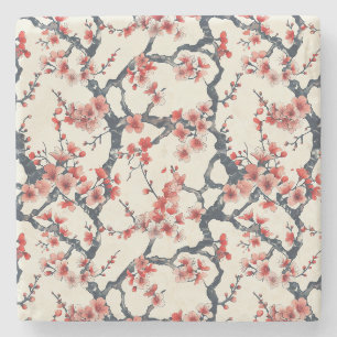 Elegant Cherry Blossom Seamless Pattern (13) Stone Coaster
