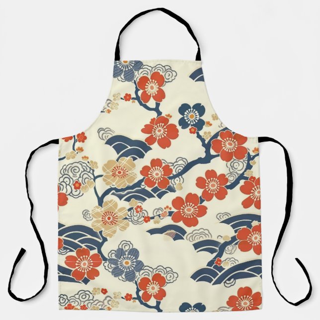 Elegant Cherry Blossom Seamless Pattern (14) Apron (Front)