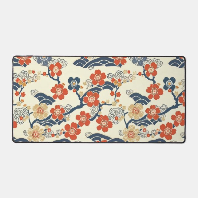 Elegant Cherry Blossom Seamless Pattern (14) Desk Mat (Front)