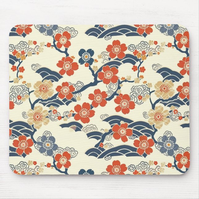 Elegant Cherry Blossom Seamless Pattern (14) Mouse Pad (Front)