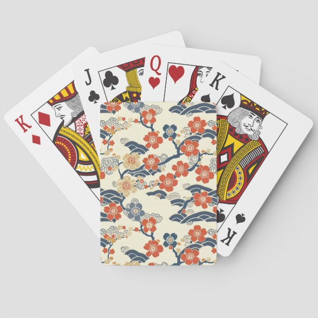 Elegant Cherry Blossom Seamless Pattern (14) Playing Cards (Back)
