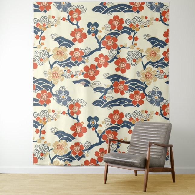 Elegant Cherry Blossom Seamless Pattern (14) Tapestry (In Situ)
