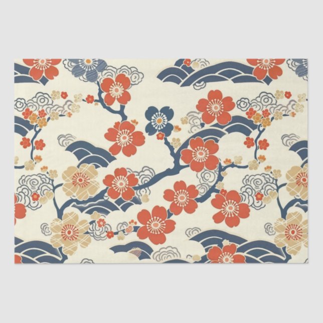 Elegant Cherry Blossom Seamless Pattern (14) Tissue Paper (Front)