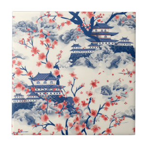 Elegant Cherry Blossom Seamless Pattern (15) Ceramic Tile