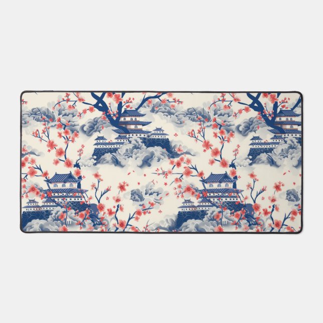 Elegant Cherry Blossom Seamless Pattern (15) Desk Mat (Front)