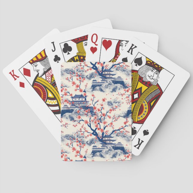 Elegant Cherry Blossom Seamless Pattern (15) Playing Cards (Back)