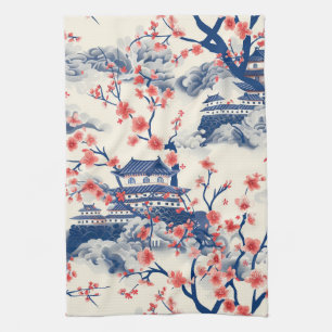 Elegant Cherry Blossom Seamless Pattern (15) Tea Towel