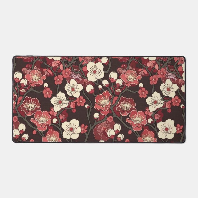 Elegant Cherry Blossom Seamless Pattern (16) Desk Mat (Front)