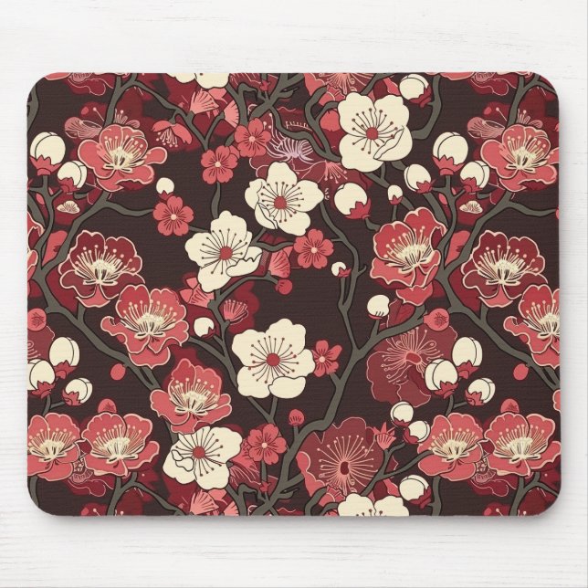 Elegant Cherry Blossom Seamless Pattern (16) Mouse Pad (Front)