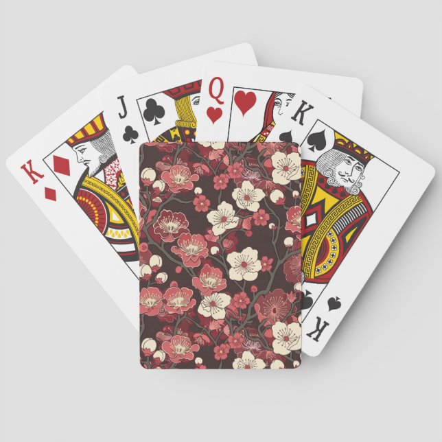 Elegant Cherry Blossom Seamless Pattern (16) Playing Cards (Back)