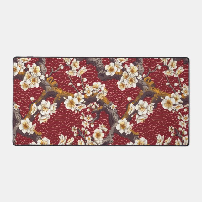 Elegant Cherry Blossom Seamless Pattern (17) Desk Mat (Front)