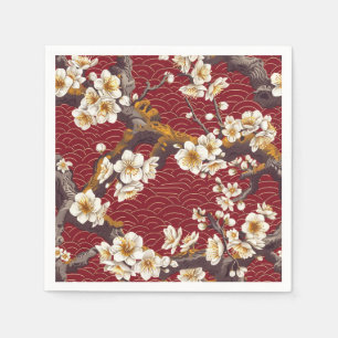 Elegant Cherry Blossom Seamless Pattern (17) Napkin