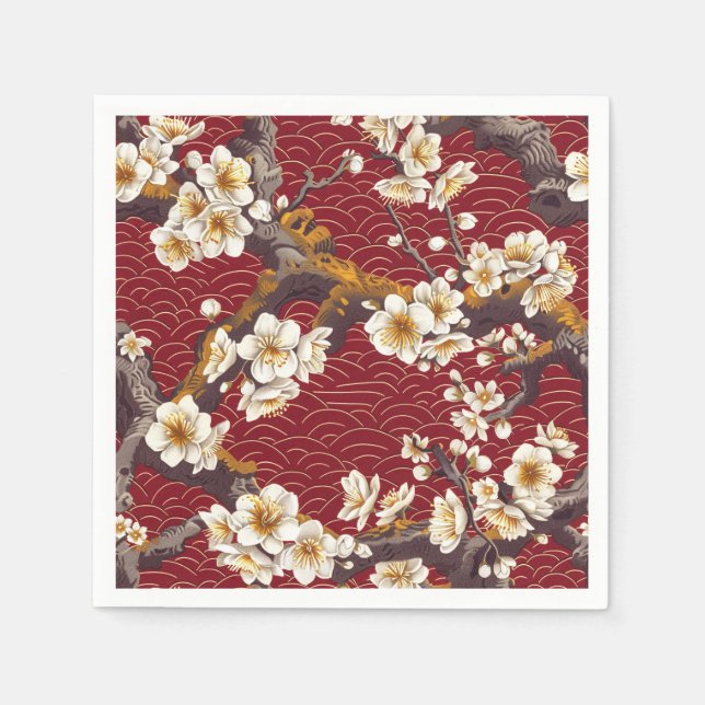 Elegant Cherry Blossom Seamless Pattern (17) Napkin (Front)