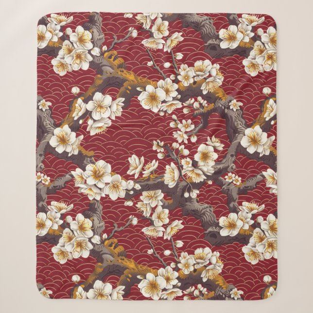 Elegant Cherry Blossom Seamless Pattern (17) Sherpa Blanket (Front)