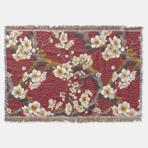 Elegant Cherry Blossom Seamless Pattern (17) Throw Blanket
