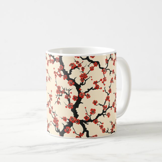 Elegant Cherry Blossom Seamless Pattern (1) Coffee Mug (Front Right)