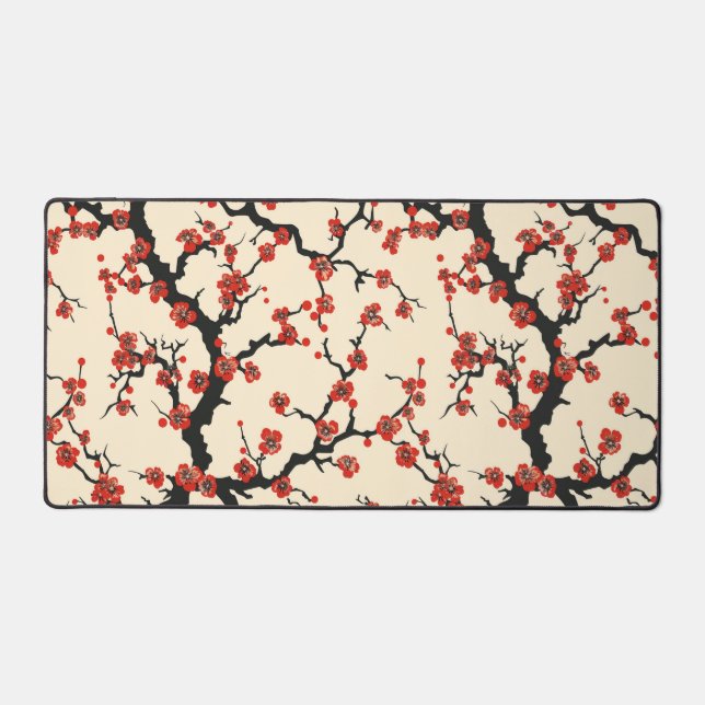 Elegant Cherry Blossom Seamless Pattern (1) Desk Mat (Front)