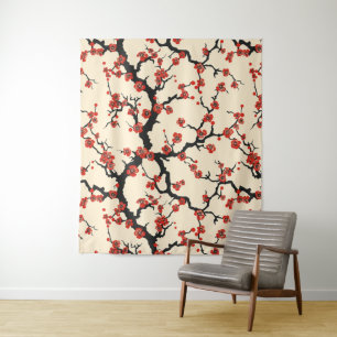 Elegant Cherry Blossom Seamless Pattern (1) Tapestry