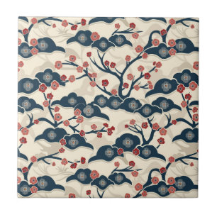 Elegant Cherry Blossom Seamless Pattern (2) Ceramic Tile