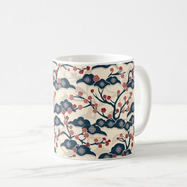 Elegant Cherry Blossom Seamless Pattern (2) Coffee Mug (Front Right)