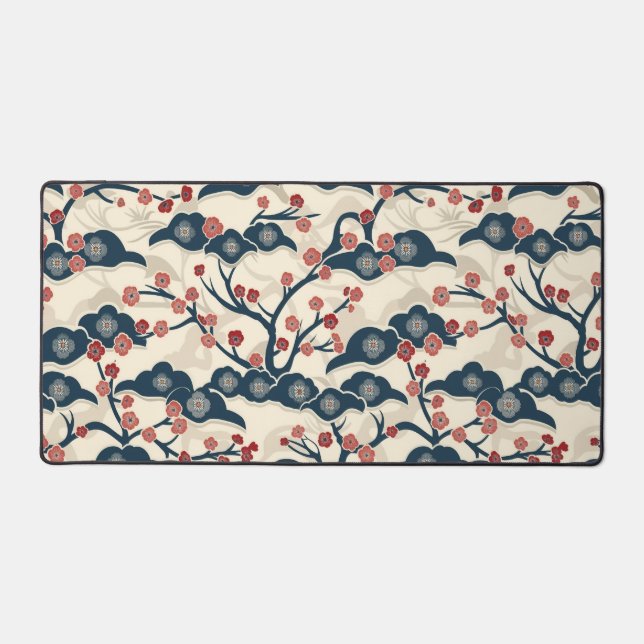 Elegant Cherry Blossom Seamless Pattern (2) Desk Mat (Front)