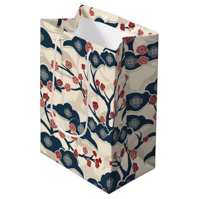 Elegant Cherry Blossom Seamless Pattern (2) Medium Gift Bag (Front Angled)