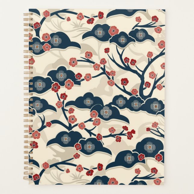 Elegant Cherry Blossom Seamless Pattern (2) Planner (Front)