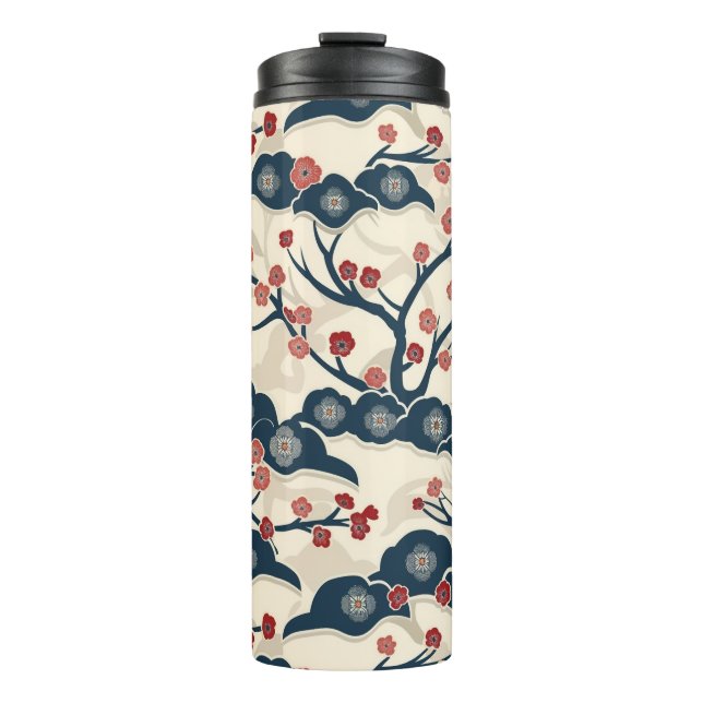 Elegant Cherry Blossom Seamless Pattern (2) Thermal Tumbler (Front)
