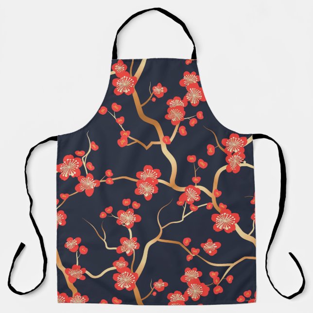 Elegant Cherry Blossom Seamless Pattern (3) Apron (Front)
