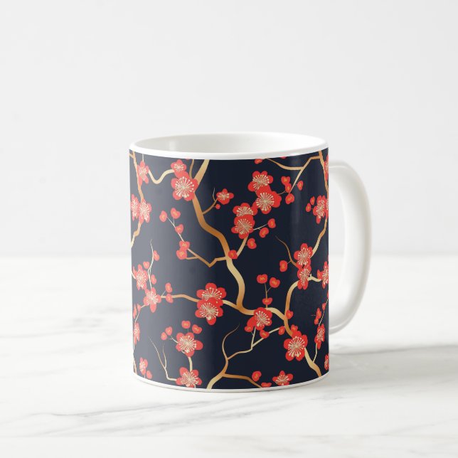 Elegant Cherry Blossom Seamless Pattern (3) Coffee Mug (Front Right)