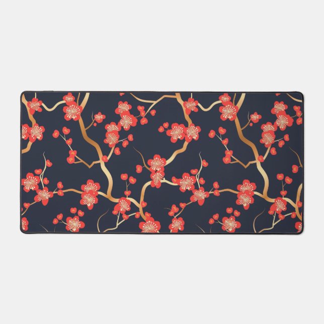 Elegant Cherry Blossom Seamless Pattern (3) Desk Mat (Front)