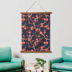 Elegant Cherry Blossom Seamless Pattern (3) Hanging Tapestry